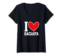 Mujer I Love Bachata - Traje para Amantes de la Bachata, Regalo de Bailarina de Bachata Camiseta Cuello V