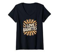 Mujer I Love Baguettes - Gráfico para Amantes del Pan francés Camiseta Cuello V