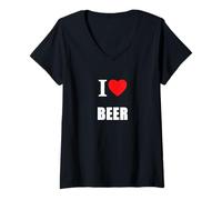 Mujer I Love Beer Lager Ale Bitter IPA Stout Sidra Real Camiseta Cuello V
