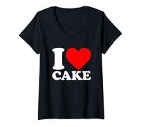 Mujer I Love Cake Camiseta Cuello V