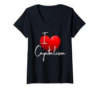 Mujer I Love Capitalism Capitalismo Emprendedor Bolsa Inversor Camiseta Cuello V