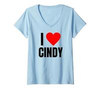 Mujer I Love Cindy Nombre Personalizado Mujeres Corazón BFF Amigo Niñas Camiseta Cuello V