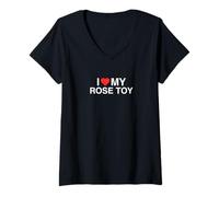 Mujer I Love (Corazón) My Rose Toy Funny Iconic Adult Humor Gag Meme Camiseta Cuello V