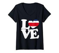 Mujer I Love Costa Rica Bandera Corazón Patriótico Viaje Camiseta Cuello V