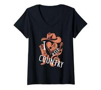 Mujer I LOVE Country Pop Music - Tween Girls Modern Country Pop Camiseta Cuello V