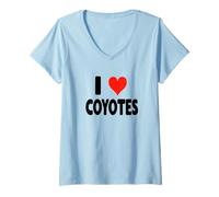 Mujer I Love Coyotes - Lindo y Divertido Zoo Animal Zookeeper Desierto Camiseta Cuello V