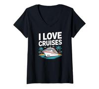 Mujer I Love Cruises Ocean Life Relajación Vacaciones Camiseta Cuello V
