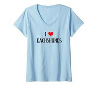 Mujer I Love Dachshunds I Heart Dachshunds, amante de los perros, cachorro Camiseta Cuello V