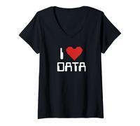 Mujer I Love Data - Informática, estadística estudiante o profesor. Camiseta Cuello V