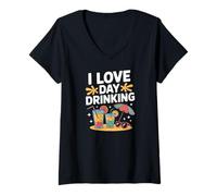 Mujer I Love Day Beber Beach Sun Cocktails Camiseta Cuello V