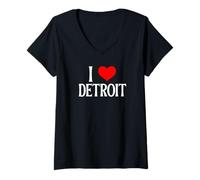Mujer I Love Detroit MI Motor Town - Recuerdo de Viaje Familiar Camiseta Cuello V