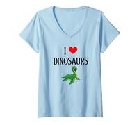 Mujer I Love Dinosaurs I Heart Dinosaurs Reptil Dinosaurios Amante de Dinosaurios Camiseta Cuello V