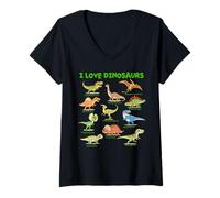 Mujer I Love Dinosaurs - Pasatiempo Educativo prehistórico para niños Camiseta Cuello V