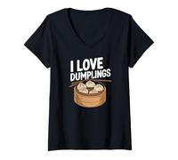 Mujer I Love Dumplings Palillos Delicia Camiseta Cuello V