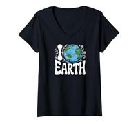 Mujer I Love Earth Arte ecológico de la naturaleza Camiseta Cuello V