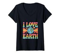 Mujer I Love Earth Love Our Green Planet - Declaración Eco Warrior Camiseta Cuello V