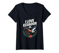 Mujer I Love Ecuador Cóndor Montañas de los Andes Camiseta Cuello V
