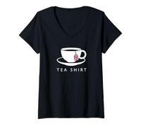 Mujer I Love English Tea Bandera del Reino Unido Camiseta Cuello V