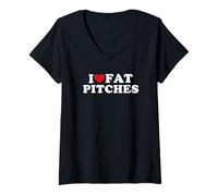 Mujer I Love Fat Pitches Funny Baseball Humor Hitter Quote Camiseta Cuello V