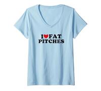 Mujer I Love Fat Pitches Funny Baseball Humor Hitter Quote Camiseta Cuello V