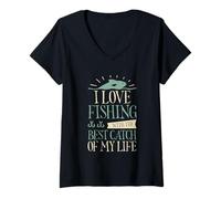 Mujer I Love Fishing With The Best Catch Of My Life ------- Camiseta Cuello V