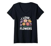 Mujer I Love Flowers - Flores de jardín coloridas Camiseta Cuello V