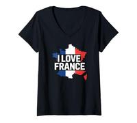 Mujer I Love France - Mapa francés Orgullo patriótico Camiseta Cuello V