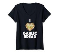 Mujer I Love Garlic Bread - I Heart Garlic Bread - Festival del ajo Camiseta Cuello V