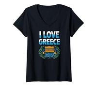 Mujer I Love Greece - Corona de Aceitunas del Partenón Camiseta Cuello V