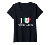 Mujer I Love Guadalajara Heart México Flag Camiseta Cuello V