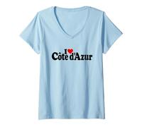 Mujer I Love Heart Cote D'AZUR LA Riviera Francesa Niza MÓNACO Camiseta Cuello V