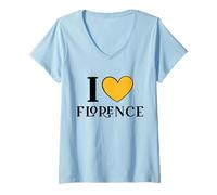 Mujer I Love Heart Florencia Italia Camiseta Cuello V