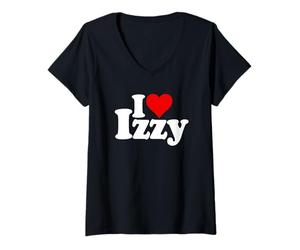 Mujer I Love Heart Izzy Isabel Nombre EN UNA tee Camiseta Cuello V