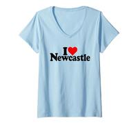 Mujer I Love Heart Newcastle Upon Tyne Inglaterra Camiseta Cuello V