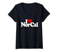 Mujer I Love Heart Norcal Norte DE California Camiseta Cuello V