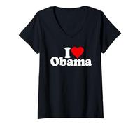 Mujer I Love Heart Obama Presidente Barack Camiseta Cuello V