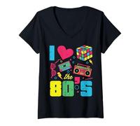 Mujer I Love Heart The 80s Retro Throwback Vibes Mujeres Hombres Niños Camiseta Cuello V