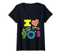 Mujer I Love Heart The 90s Retro Throwback Vibes Mujeres Hombres Niños Camiseta Cuello V