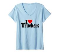 Mujer I Love Heart Truckers Truck Drivers 18 Ruedas Camiseta Cuello V