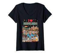 Mujer I Love Heidelberg Alemania Camiseta Cuello V