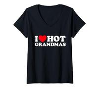 Mujer I Love Hot Grandmas Gracioso Abuela Abuela Abuelas Que me follaría Milf Gran Mamá Camiseta Cuello V