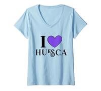 Mujer I Love Huesca España Camiseta Cuello V