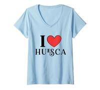 Mujer I Love Huesca España Camiseta Cuello V