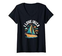 Mujer I Love Ibiza Sailing Adventure Atardecer Serenidad Camiseta Cuello V