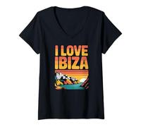 Mujer I Love Ibiza Sunset Escapada Costera Camiseta Cuello V