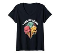 Mujer I Love Ice Cream - Cono de postre divertido Camiseta Cuello V