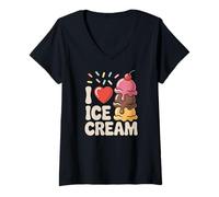 Mujer I Love Ice Cream - Cuchara para espolvorear Camiseta Cuello V