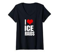 Mujer I Love Ice Raids Funny Political Tees Camiseta Cuello V