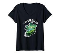 Mujer I Love Irlanda Paisaje Esmeralda Camiseta Cuello V