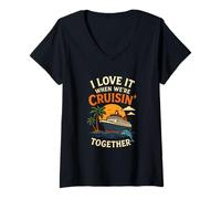 Mujer I Love It When We're Cruisin Together Sunset Luna de Miel Camiseta Cuello V